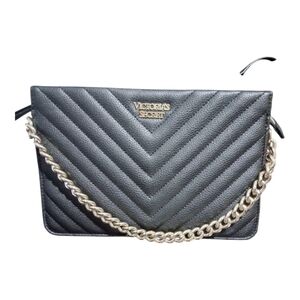 Victoria's Secret Black Quilted Clutch Chain Bag